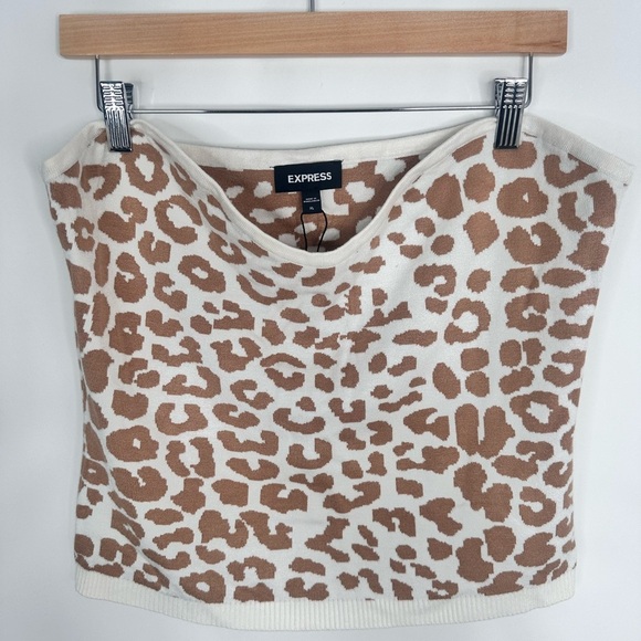 NWT Express Cheetah print sweater tube top blouse size XL - Picture 2 of 9